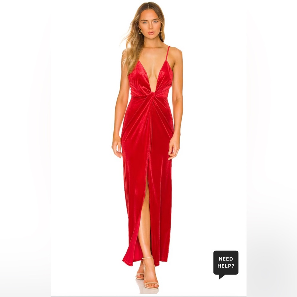 Superdown red velvet maxi dress